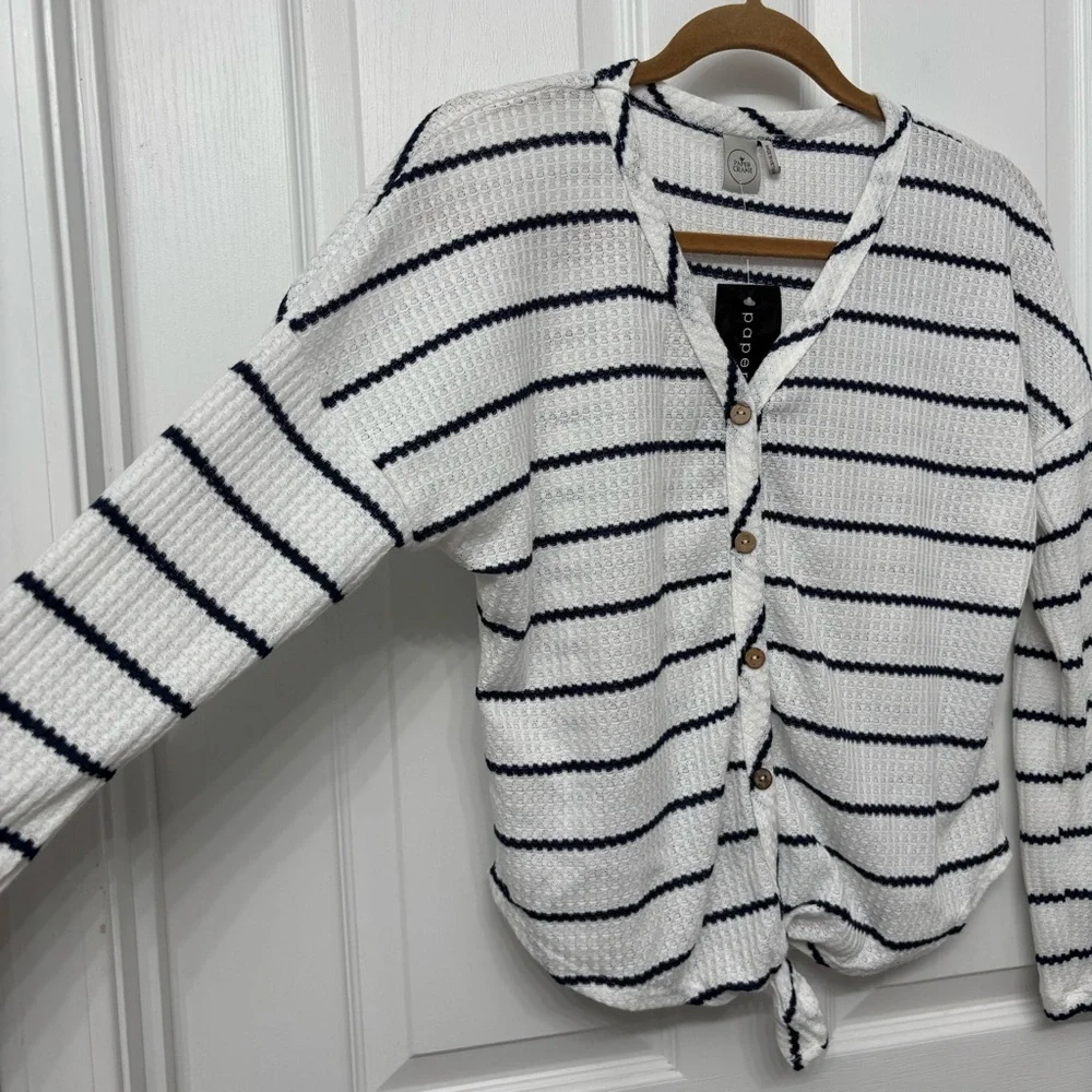 Striped Twist-Front Cardigan | Paper Crane S - Picture 4 of 9